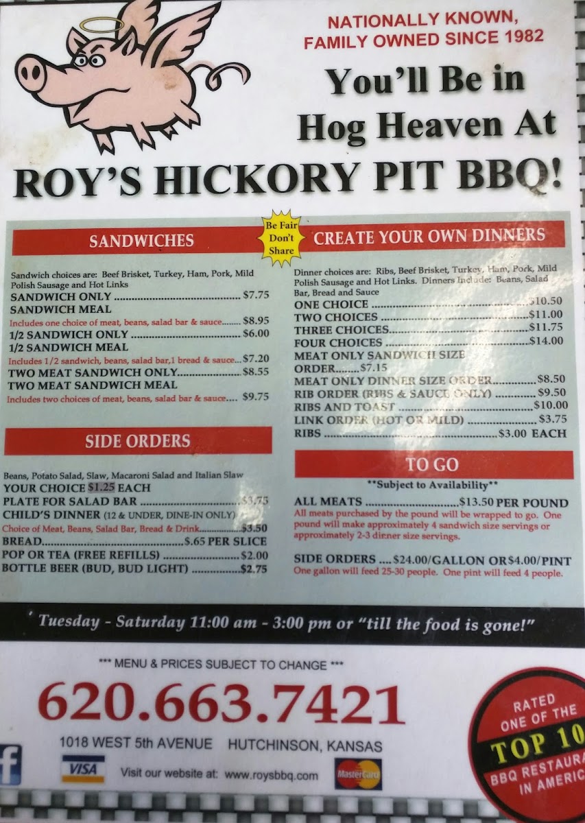 Menu Roy's Hickory Pit Bbq-2